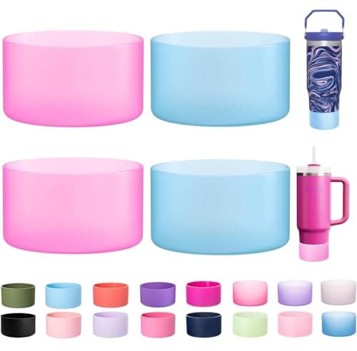 LONPARRY 4-Pack Silicone Boot for Stanley 40 30OZ Cups, Boots for Stanley Cup 30 40oz Accessories,Non-Slip Rubber Bottom Protector Cover,Noise Reduction Sleeve for Quencher H2.0 / IceFlow 20oz 30oz