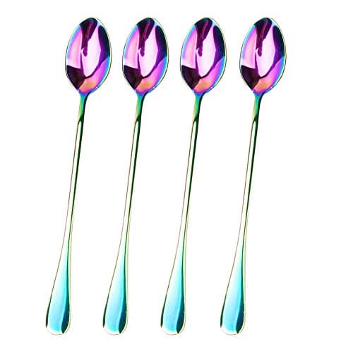 JUCOXO Long Handle Iced Tea Sp...f 4 (Rainbow), Dishwahser Safe