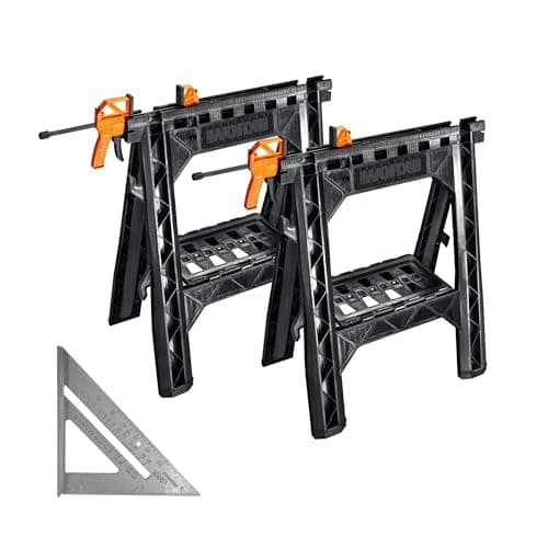 Worx WX065.3 Clamping Sawhorse...nd 7 Inch Metal Triangle Ruler