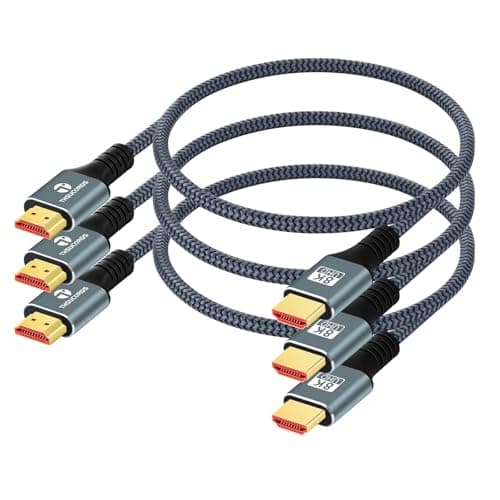 Thsucords 8K 4K HDMI Cable 10FT 3 Pack, High Speed Braided HDMI to HDMI 2.1 Cord Supports 8K@60Hz, 4K@120Hz 144Hz 48Gbps Compatible with Roku TV/PS5/HDTV/Blu-ray