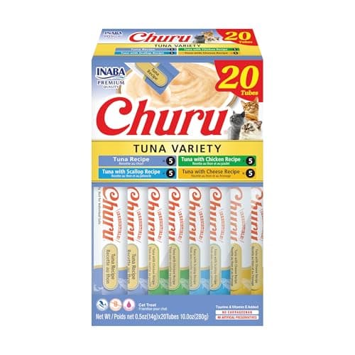 [SnS, AC] $8.39* | 20-Ct 0.5-Oz Inaba Churu Squeezable Purée Cat Treats (Tuna Variety Pack) at Amazon