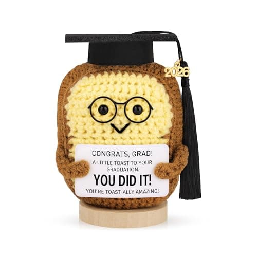 SiplyHaven Graduation Gift for Her College High School Grads Graduation Gifts-Funny Handmade Crochet Toast with Grad Cap Motivational Message