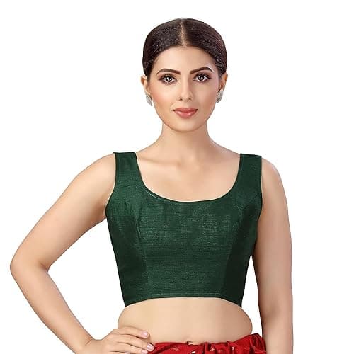 Indian Readymade Designer Party Wear Bollywood Choli Top Sari Blouse for Women Bottle Green