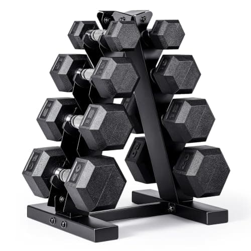 CAP Rubber Coated Hex 100-lb. Dumbbell Set w/ Storage Rack for $80 w/ Prime + free shipping