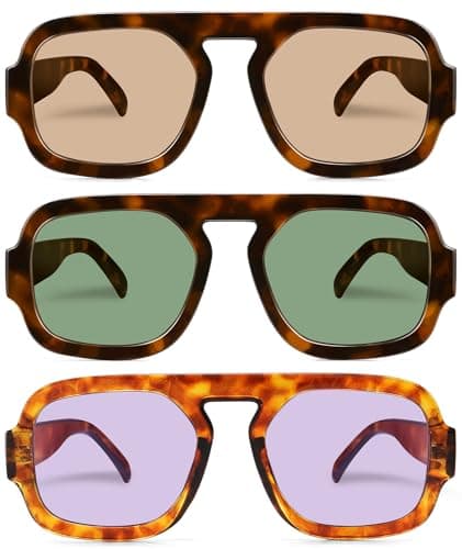 3-Pack YMRFW Men's or Women's Retro Square Aviator Sunglasses (Various) $7.47 + Free Shipping