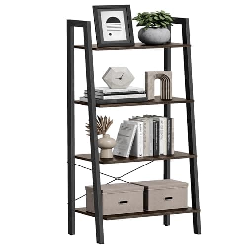 VASAGLE Ladder Shelf, 4-Tier B...y Brown and Ink Black ULLS44BF