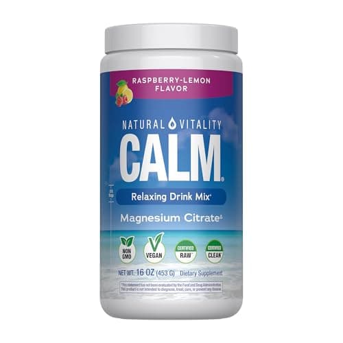 Natural Vitality Calm Magnesium 16oz Powder | Raspberry Lemon Flavored Supplement | Non-GMO, Vegan & Gluten Free Formula