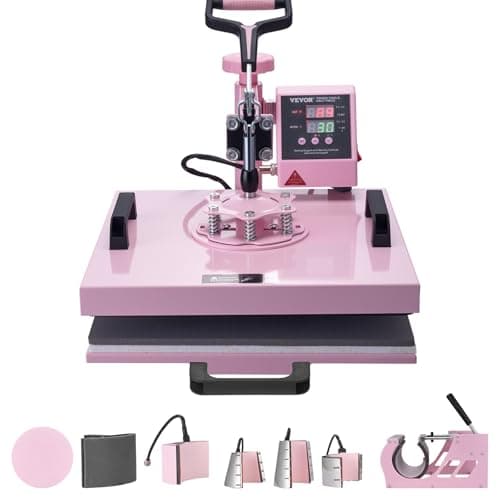 VEVOR 15x15 Heat Press Machine... Mugs, and Plates (Light Pink)