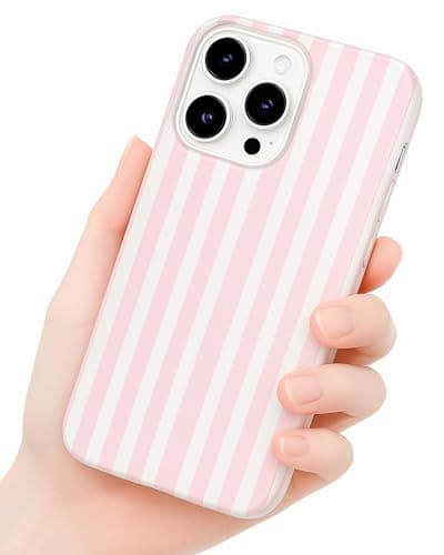 Compatible with iPhone 14 Pro Case, with Aesthetics Striped Design Case for Women Girl, Cute Fashion Simple Soft TPU Slim Protection Phone Case for iPhone 14 Pro 6.1'' - Light Pink & White