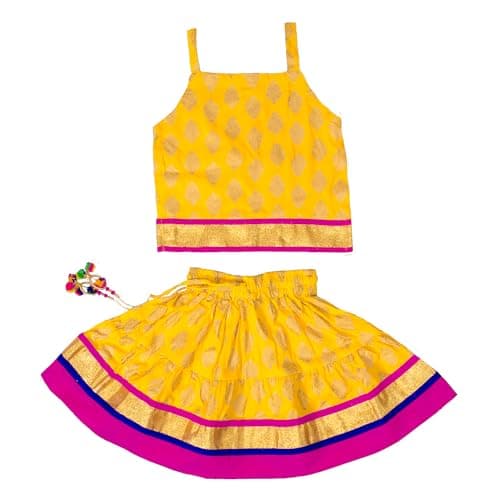 Chandrakala Kids Lehenga Choli Set for Girls Yellow,3-5 Years (KL118YEL5)