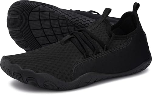WHITIN Water Shoes Men Women Unisex Aqua Sneakers Adults Barefoot Size 8 Quick-Dry Non-Slip Swim Beach Pool Sports Black M8