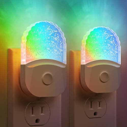Briignite Night Lights Plug Into Wall, Color Changing Night Light for Kids, RGB LED Night Lamp 2 Pack, Nightlights Plug in with Dusk to Dawn Sensor for Kid Bedroom, Bathroom, Room Decor Gift