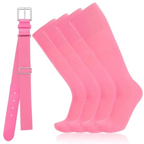 Baseball Socks and Belt Combo for Youth Adult - Softball Sock and Belt for Girls and Boys (Light Pink, 2 Pairs of Socks & 1 Belt)