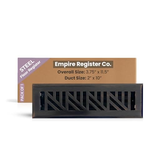 Empire Register Co Vent Cover - 2x10 Inches Decorative Floor Registers Vent Covers for Home Floor, Heavy Duty Walkable Abstract Design Oil Rubbed Bronze Finish Air Vents with Metal Damper Attached