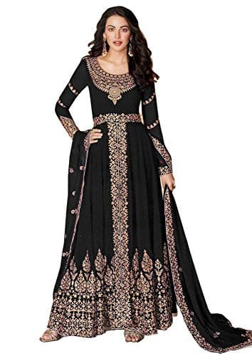 shopNstyle Ready to Wear Indian/Pakistani Ethnic Wear Bollywood Party/Wedding Wear Long Anarkali for Womens (Black, 4XL)