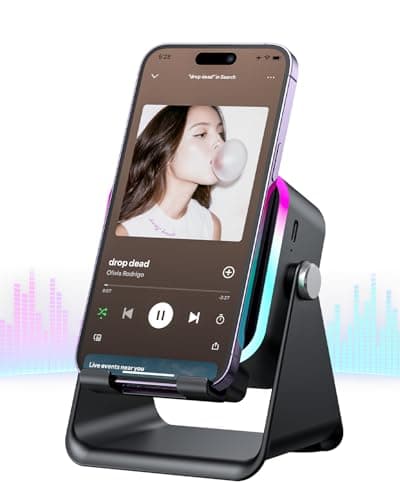 Oresoc Induction Speaker 5-in-1 Bluetooth Audio for iPhone Android with Phone Stand, Adjustable Desktop Phone Holder with Charger & RGB Light, Cool Tech Gadgets Gifts for Men Women Teens