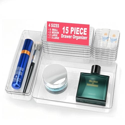 15-Piece Comfylichi Clear Plastic Drawer Organizer Set (4 Sizes) $5.99 + Free Shipping w/ Prime or on $35+