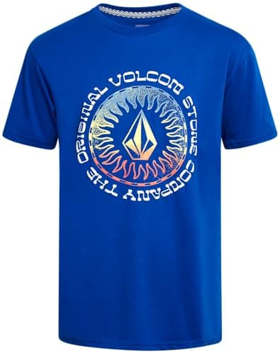 Volcom Boys T Shirt - Cotton Blend Short Sleeve Graphic Tees for Boys - Cool Casual Graphic T Shirts, Size 7, Royal Blue Explorer