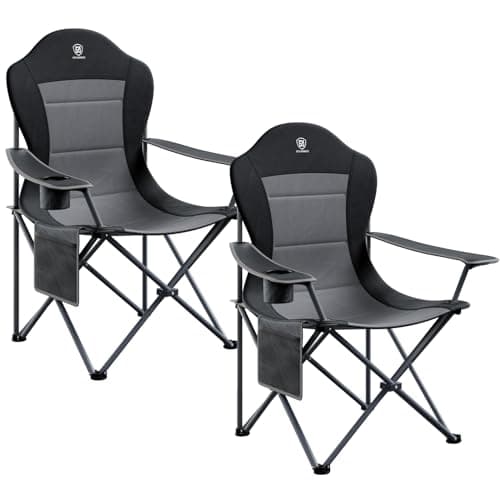 2-pk EVER ADVANCED Folding Camping Chair w/ High Padded Back (black) $70 + Free S&H