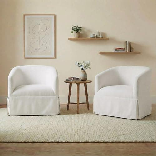 Swivel Accent Chair Set of 2, ...om Home and Office,Cream White