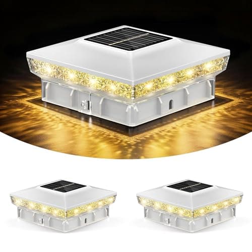 KEILAIMO Solar Post Cap Lights 2 Packs for 4x4 Wooden/Vinyl Posts, IP65 Waterproof Fence Post Solar Lights with Warm/Cool/Neutral Lighting, Outdoor Post Lights for Garden, Patio, Porch- Snow White