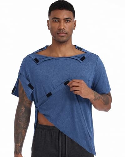 DRYXOVIS Shoulder Surgery Recovery Shirts for Men, Navy Blue, X-Large