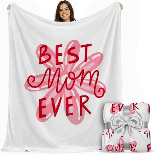 Mom Blanket 50"x60" in Gift Ready Packaging for Mother | Cozy Dyed Fleece Throw Blanket by FiloEstilo - Best Mom Ever Gift for Couch or Bed | Special Present from Daughter or Son