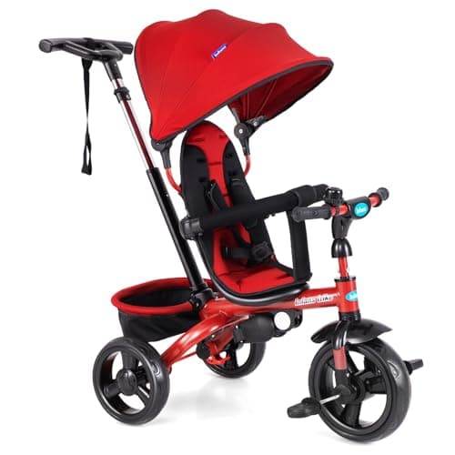 INFANS Kids Tricycle, 6 in 1 S...for 10 Months to 5 Years (Red)
