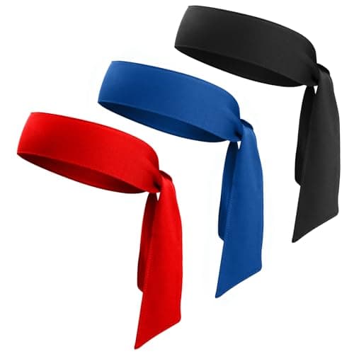 Head Ties Headband Sports Sweatband for Men Women, 3 Pack Adjustable Ninja Headband Karate Tie Back Sweat Wicking Workout Head Band for Basketball, Running, Tennis, Athletics
