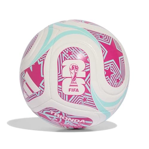 $18: Adidas Unisex-Adult World Cup Soccer Ball (White/Flash Aqua/Shock Pink, Size 4) at Amazon