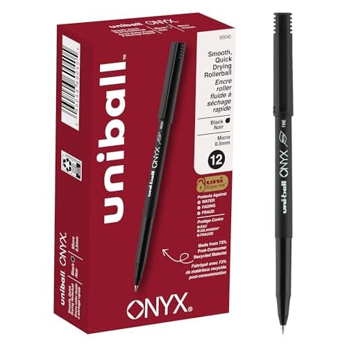 uniball Onyx Rollerball Pens, Micro Point (0.5mm), Black~12 Pack~$8.54 With S&S @ Amazon