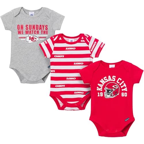 Gerber Baby Boys' NFL 3-Pack Onesie Bodysuit, Chiefs, 0-3 Months