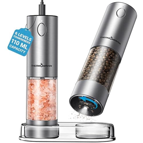 ThermoMaven 110ml Electric Salt & Pepper Grinder Set w/ LED & USB-C Charging (3 Colors) $20 + Free S&H