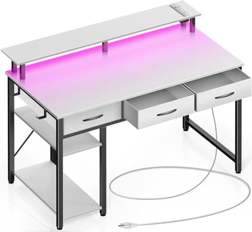 Rolanstar Computer Desk with P...ork Desk for Home Office,White