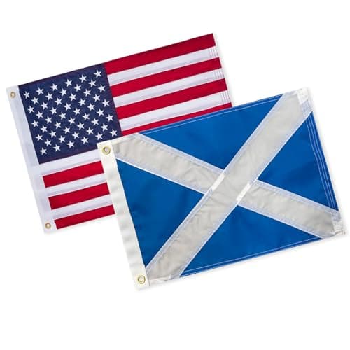 Flagolden Small Scotland Flag and American Flag 12x18 inch, Vivid Color Small Scottish Flags with American Boat Flag for Outside, Heavy Duty Material Scotland US USA Nautical Flags