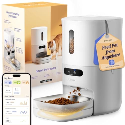 Pawsync Automatic Cat Feeder, ... Steel Bowl, Dual Power Supply
