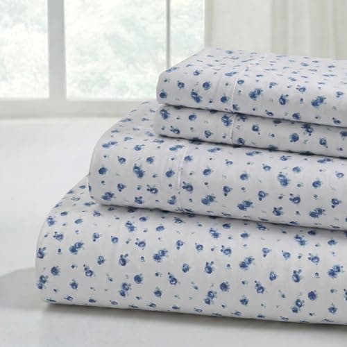 Modern Threads 4-Piece Ultra S...ble Bedding, Blue Roses, Queen