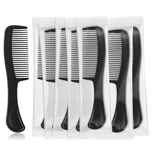 Hair Combs Bulk Disposable Combs for Homeless,Colorful Hair Combs Individually Wrapped for Women Men Shelter Hotel Nursing Home Charity（Black,pack of 50)
