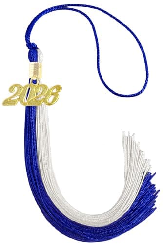 GRADFTY Blue and White Graduation Tassel 2026 for Grad Cap and Graduation Ceremony Accessory Decoration