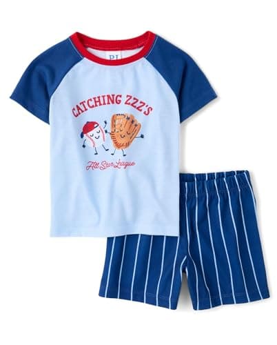 The Children's Place,Baby Boys,and Newborn Snug Fit 100% Cotton Sleeve Top and Shorts 2 Piece Pajama Set,Catching ZZZs,3 Years