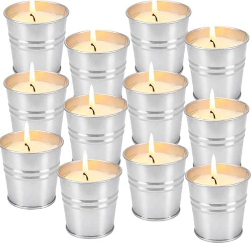 SWIND 12 Pack Citronella Candles Outdoor, Pure Citronella Oil, 2oz Candle up to 120 Hours Burning, Small Bucket, Natural Soy Wax Candle for Patio, Home, Backyard