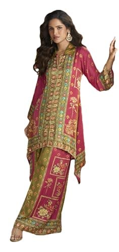 STELLACOUTURE indian ready to wear salwar kameez silk Co-ord set suit eid festival wedding party for women 2949-O (Green, 36)