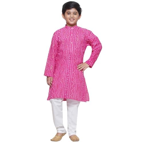 AJ DEZINES Kids Indian Ethnic Wear Kurta Set For Boys|Boys Indian Outfit|Party & Festive Wear|Traditional Kurta Pyjama|PINK-4