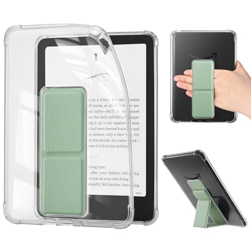 iDLEHANDS Clear Case for 7" Tablet Case - Ultra Slim Soft TPU Transparent Cover & Lightweight with Hand-Strap & Stand, not Compatible with Kobo Clara, Sage Green