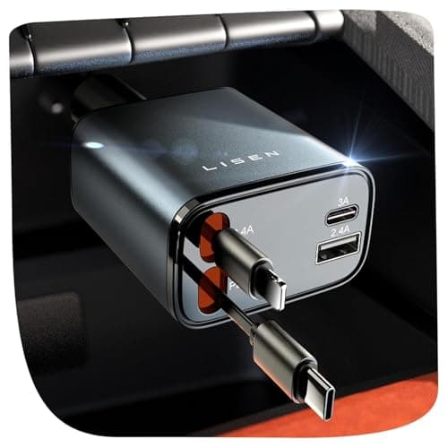 LISEN 84W Total Output 4-in-1 Retractable USB-C + Lightning Car Charger $11.28 & More + Free Shipping w/ Prime