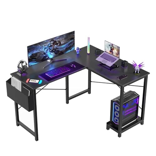 50" Sweetcrispy L-Shaped Computer Desk w/ CPU Stand & Side Bag (Black) $45.96 + Free Shipping