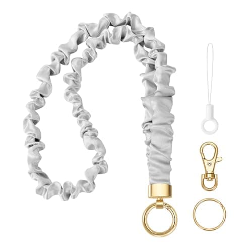 Stretchy Lanyard for ID Badges,Teacher Lanyard for Keys, Cute Neck Lanyard for Women (Silver-Gray)