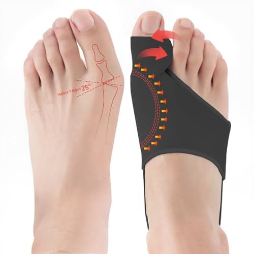 Swpcioc 2PCS Bunion Corrector for Women & Men, Big Toe Nighttime Support - Adjustable Toe Straightener for Hallux Valgus, Bunion Pain Relief, Hammertoe, Overlapping Toes - Wear Inside Shoes All Day & Night (1, Black)