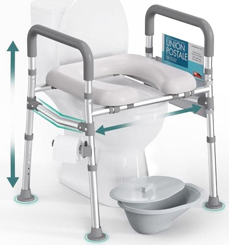 HOMLAND Raised Toilet Seat wit... Bedside, Fit Any Toilet, Grey