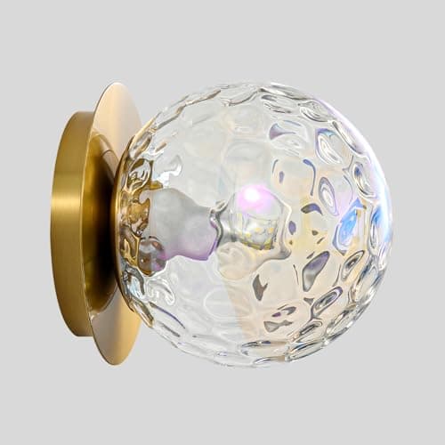 Feasey Modern Gold Globe Wall Sconce,Single Light with Stained Glass Shade